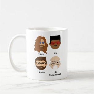 Mug drôle montrant l'évolution du mot hip