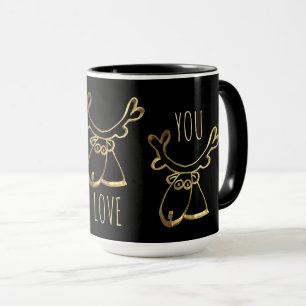 Mug Drôle Motif de rennes mignon Nous t'aimons Texte