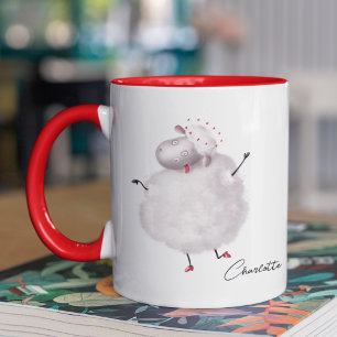 Mug Drôle Mouton I Love Ewe Heart Nom personnalisé