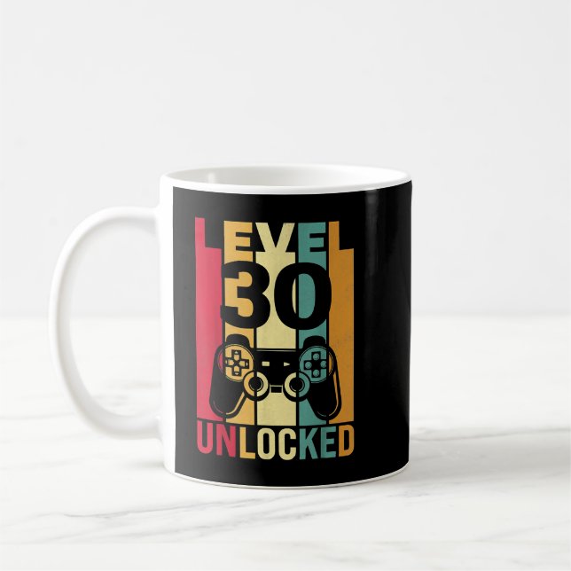 Mug Drôle Niveau 30 Déverrouillé Hommes Anniversaire à (Gauche)