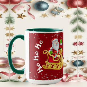 Mug Drôle Noël Père Noël Reindeer Sleigh Ho-Ho-Ho Roug