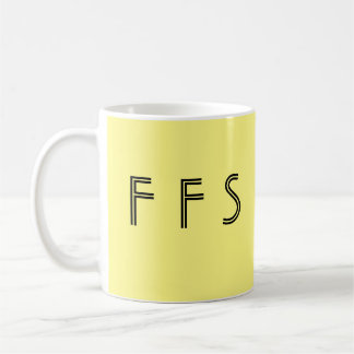 Mug Drôle noir jaune de "FFS" de "LOL"/fou