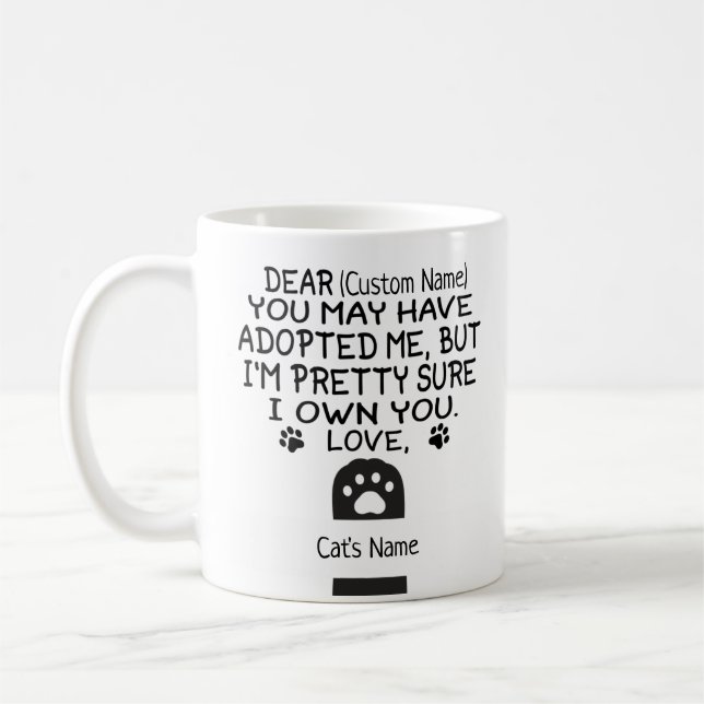 Mug drôle Nom personnalisé Chat Cher et nom du chat (Gauche)