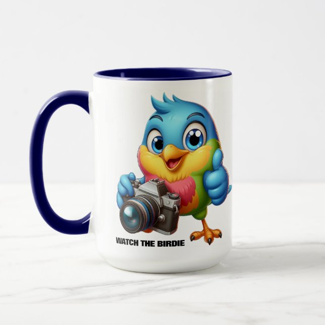 Mug Drôle oiseau chanteur derrière les lentilles de ca (Gauche)
