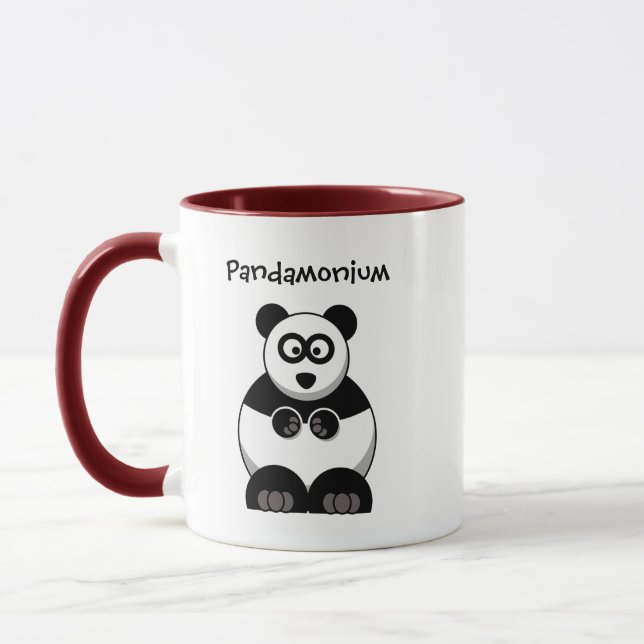 Mug Drôle Pandamonium Panda Cartoon, Mignonne Pun Stre (Gauche)