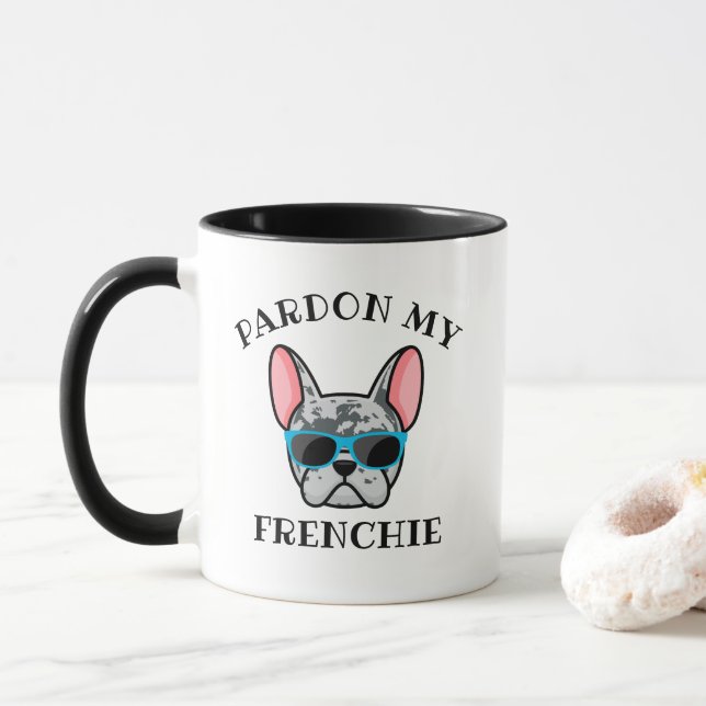 Mug Drôle Pardon mon Frenchie Blue Merle French Bulldo (Avec donut)