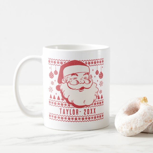 Mug Drôle Père Noël Custom Pickleball cadeau de Noël (Avec donut)