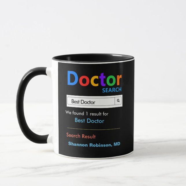 Mug Drôle personnalisé Meilleur docteur cadeau Black (Gauche)
