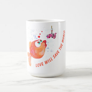 Mug drôle Poisson et Ver - Amour