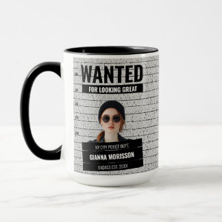 Mug Drôle Poster Recherché Mugshot Nom et texte person
