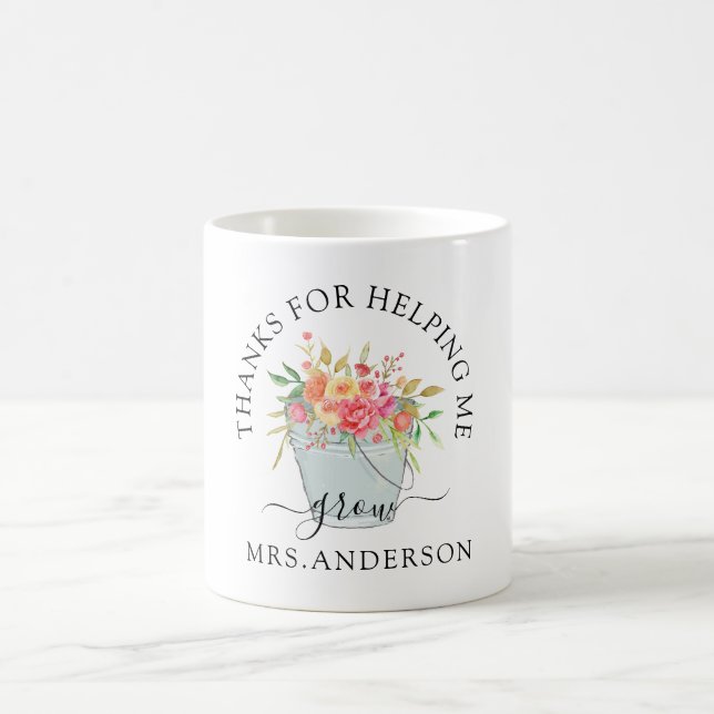 Mug Drôle pot plante "Merci pour m'aider à grandir" (Centre)