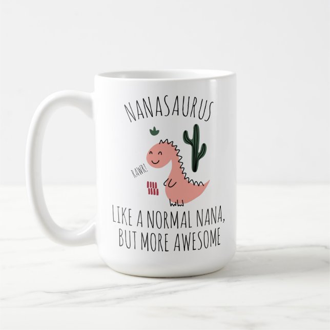 Mug drôle pour Nana, Nanasaurus grand-mère cadeau, (Gauche)