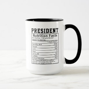 Mug Drôle Président Nutrition Facts Personnel employé