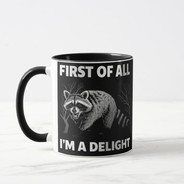Mug Drôle Raccoon Citation - Tout d'abord je suis un p (Gauche)