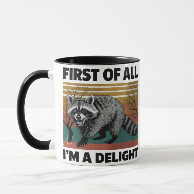 Mug Drôle Raccoon Citation - Tout d'abord je suis un p (Gauche)