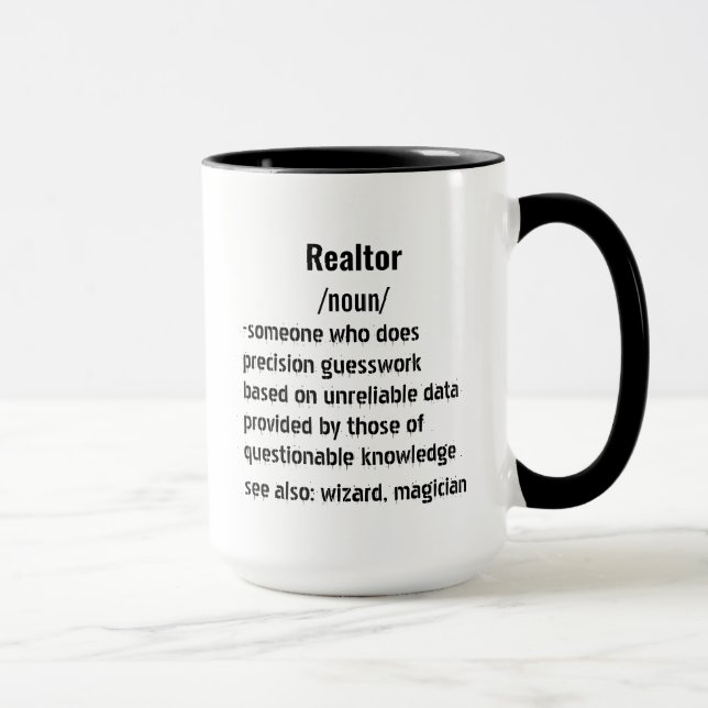 Mug drôle Realtor Définition cadeaux pour hommes femme (Droite)