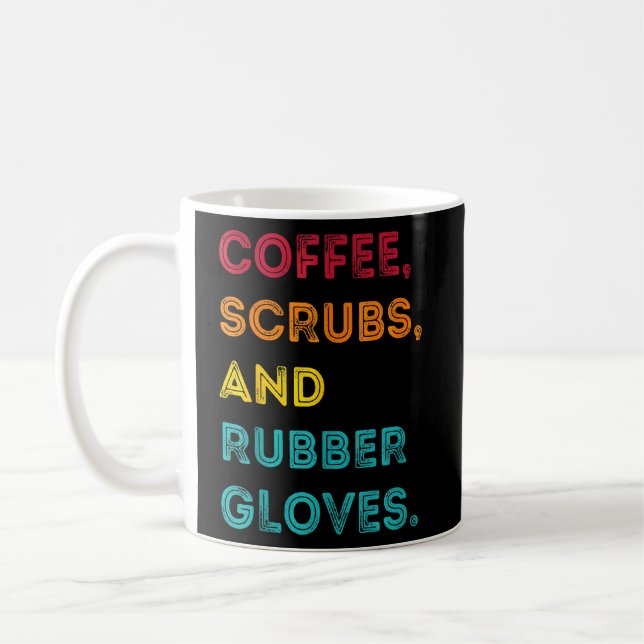 Mug Drôle Retro Coffee Scrubs Gants en caoutchouc (Gauche)
