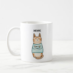 Mug Drôle Sarcastique Orange Chat Nope