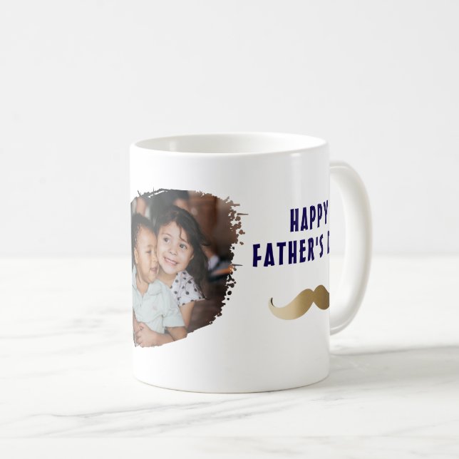 Mug Drôle simple Moustache Happy Fête des pères Photo (Devant droit)