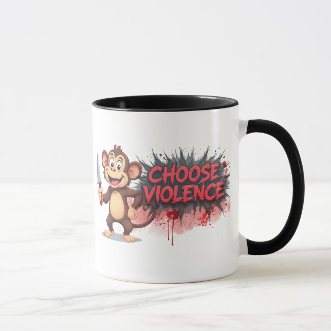 Mug Drôle singe choisir la violence café sarcastique (Droite)