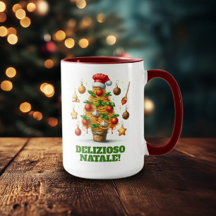 Mug Drôle Spaghetti Arbre de Noël Delizioso Natale!