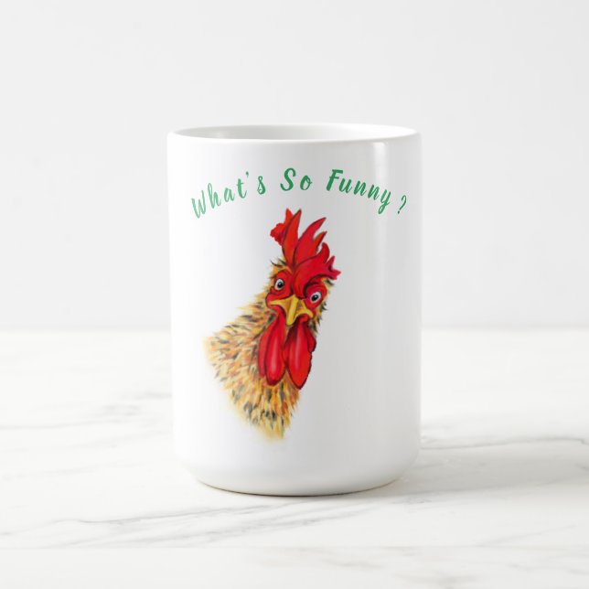 Mug Drôle surpris Curieux Rooster - Texte Personnalisé (Centre)