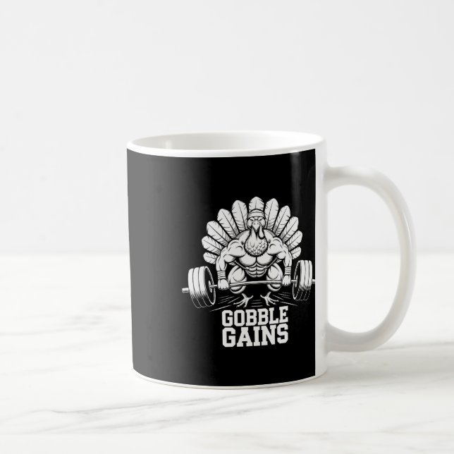 Mug Drôle Thanksgiving Turkey Gains Gym entraînement (Droite)