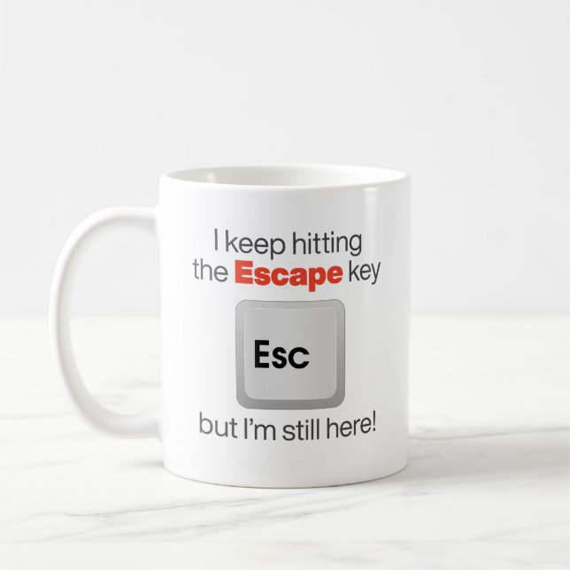Mug Drôle "Toucher la clé de l'évasion" (Gauche)