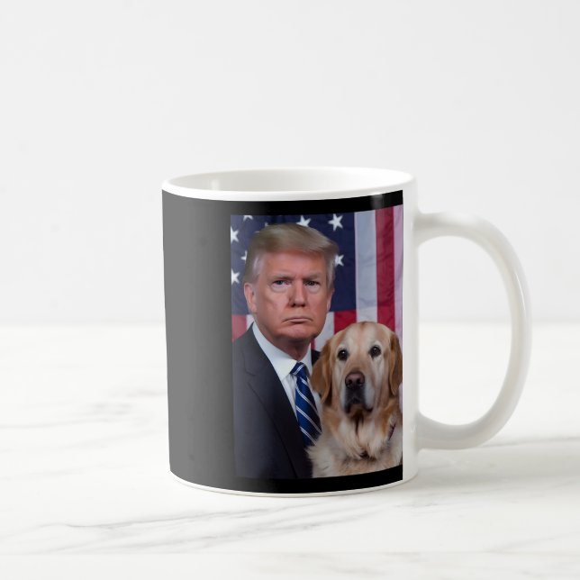 Mug Drôle Trump et Golden Retriever Dog Usa Drapeau El (Droite)