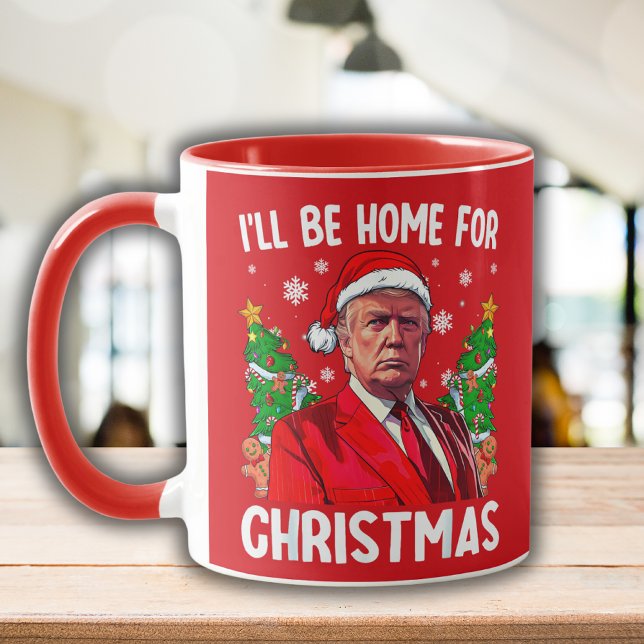 Mug Drôle Trump Santa Hat Je serai à la maison pour No (Créateur téléchargé)