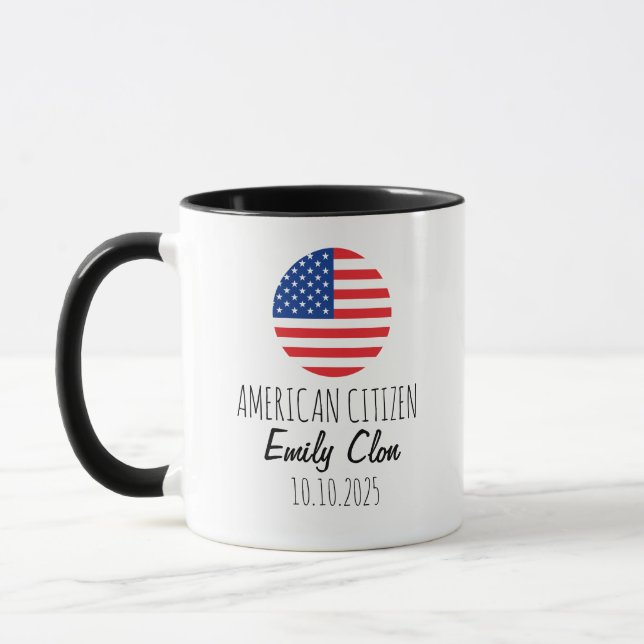 Mug Drôle US Citoyenneté cadeau Douane personnalisée C (Gauche)