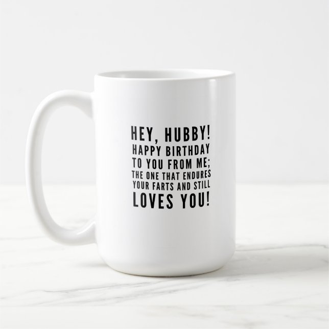 Mug Drôle voeux d'anniversaire sarcastique pour mari (Gauche)