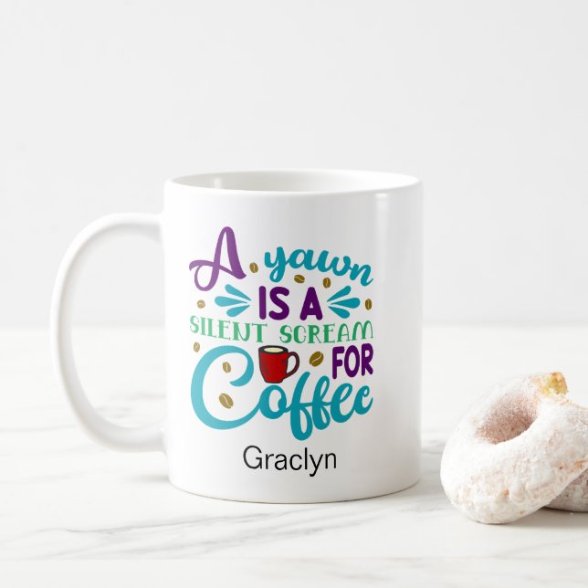 Mug Drôle Yawn café (Avec donut)