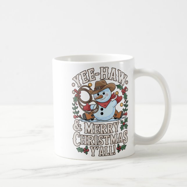 Mug Drôle Yee Haw Joyeux Noël Y'all Xmas mignonne Cowb (Droite)