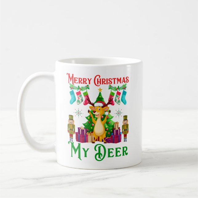 Mug Drôles de rennes de Noël, Joyeux Noël mon cerf (Gauche)