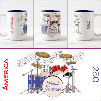 MUG - Drum Kit - Red - White - Blue - America 250
