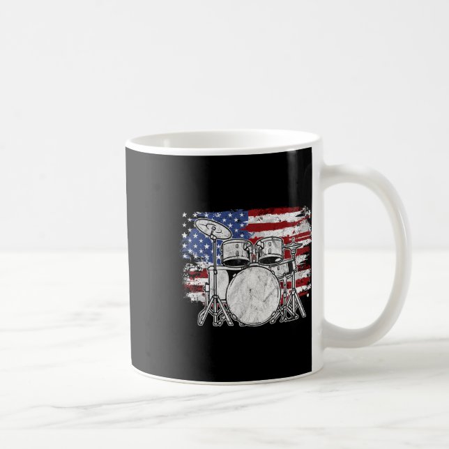 Mug Drummer Drum Set Tambours Usa Drapeau Américain 4t (Droite)