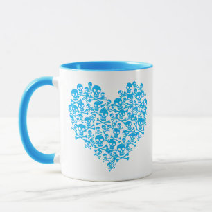 Mug du coeur du crâne bleu