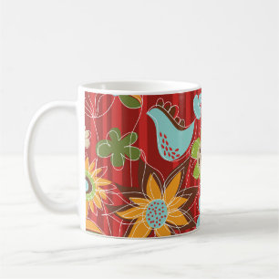 Mug du jardin floral rouge