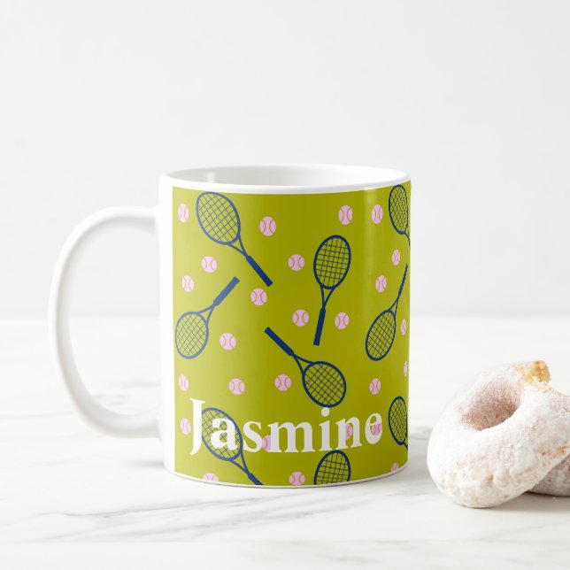 Mug du joueur de tennis personnalisé (Avec donut)