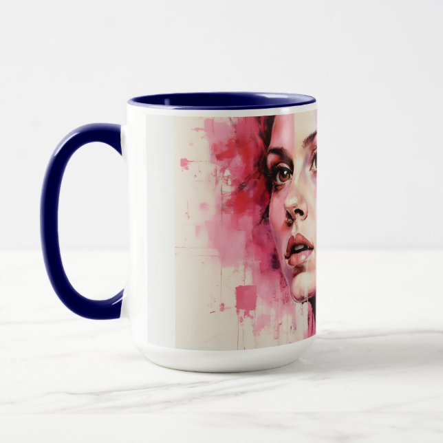 Mug Dualité Rouge et Bleue - Portraits jumeaux dans Ab (Gauche)