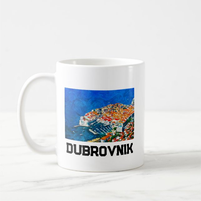 Mug Dubrovnik Croatie Paint à l'huile d'aquarelle (Gauche)