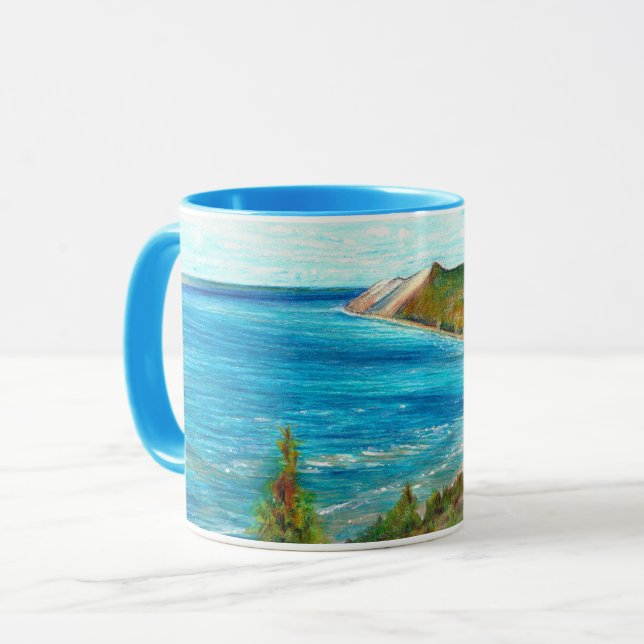 Mug Dunes de l'ours de sommeil Lakeshore Michigan Beac (Devant gauche)