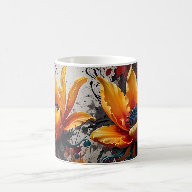 Mug Duo de couleurs à fleurs jaunes (Centre)