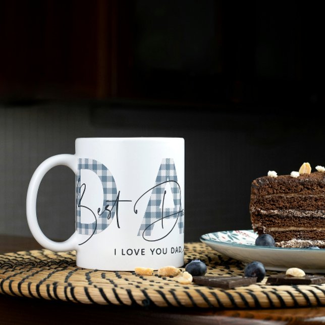 Mug Dusty Blue Plaid Meilleur Papa Jamais Citer Fête d (Easily personalize this Best Dad Ever mug a gift he'll treasure, perfect for any occasion)