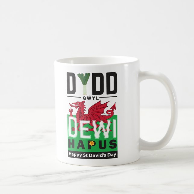 Mug Dydd Giles Dewi Hapus Joyeux St Davids Jour 6 (Droite)