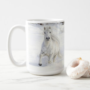 Mug Dyfra le cheval islandais galopant dans la neige