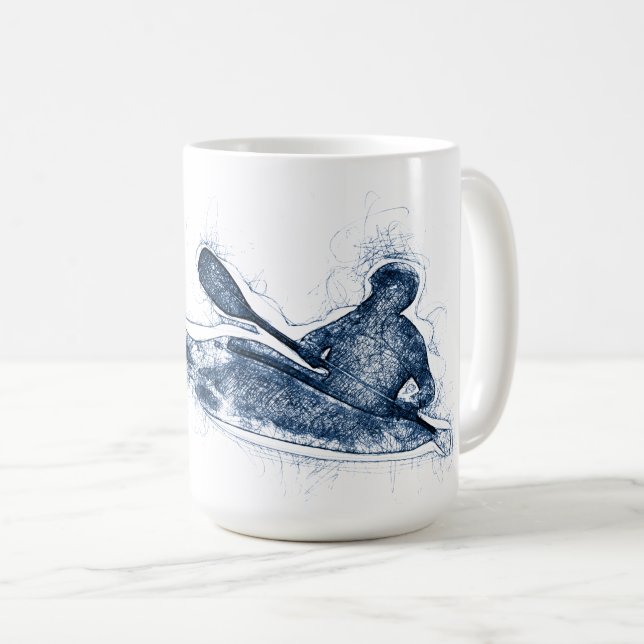 Mug Dynamic Whitewater Kayaker Line Art (Devant droit)