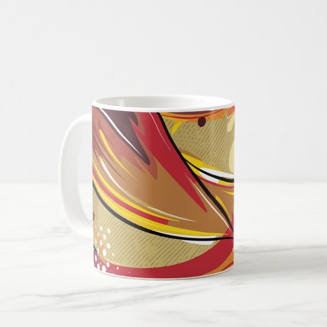 Mug Dynamique Abstrait dans les tons chauds (Devant gauche)