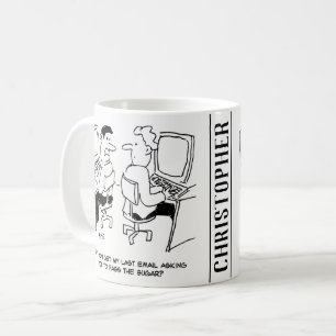 Mug E-mails de l'opérateur informatique demandant du s